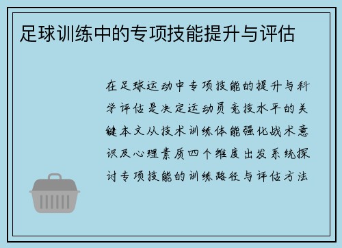 足球训练中的专项技能提升与评估